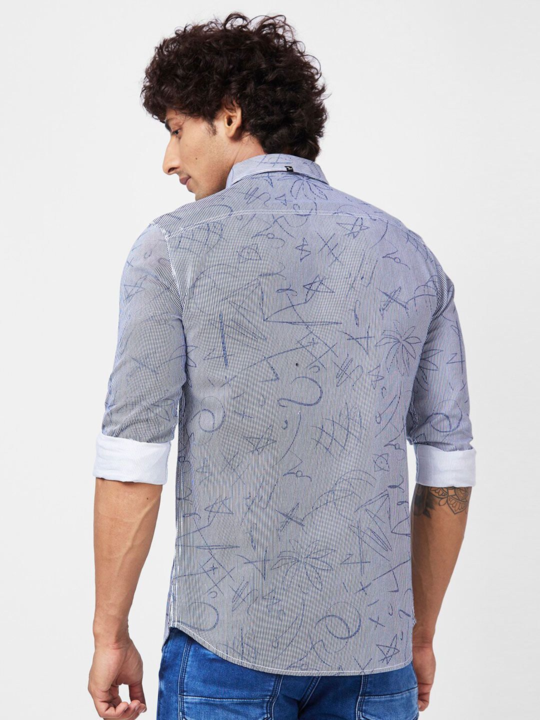 SPYKAR Slim Fit Floral Abstract Printed Cotton Casual Shirt