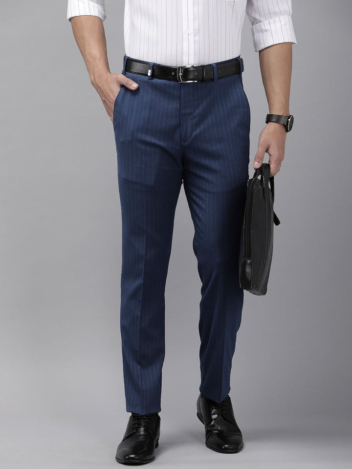Park Avenue Men Striped Super Slim Fit Formal Trousers