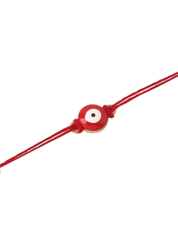 NVR Set of 3 Multicolor Evil Eye Men's Thread Rakhi with Roli Chawal Chandan & Mishri