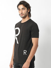RARE RABBIT Men Drover Typography Printed Slim Fit Cotton T-Shirt