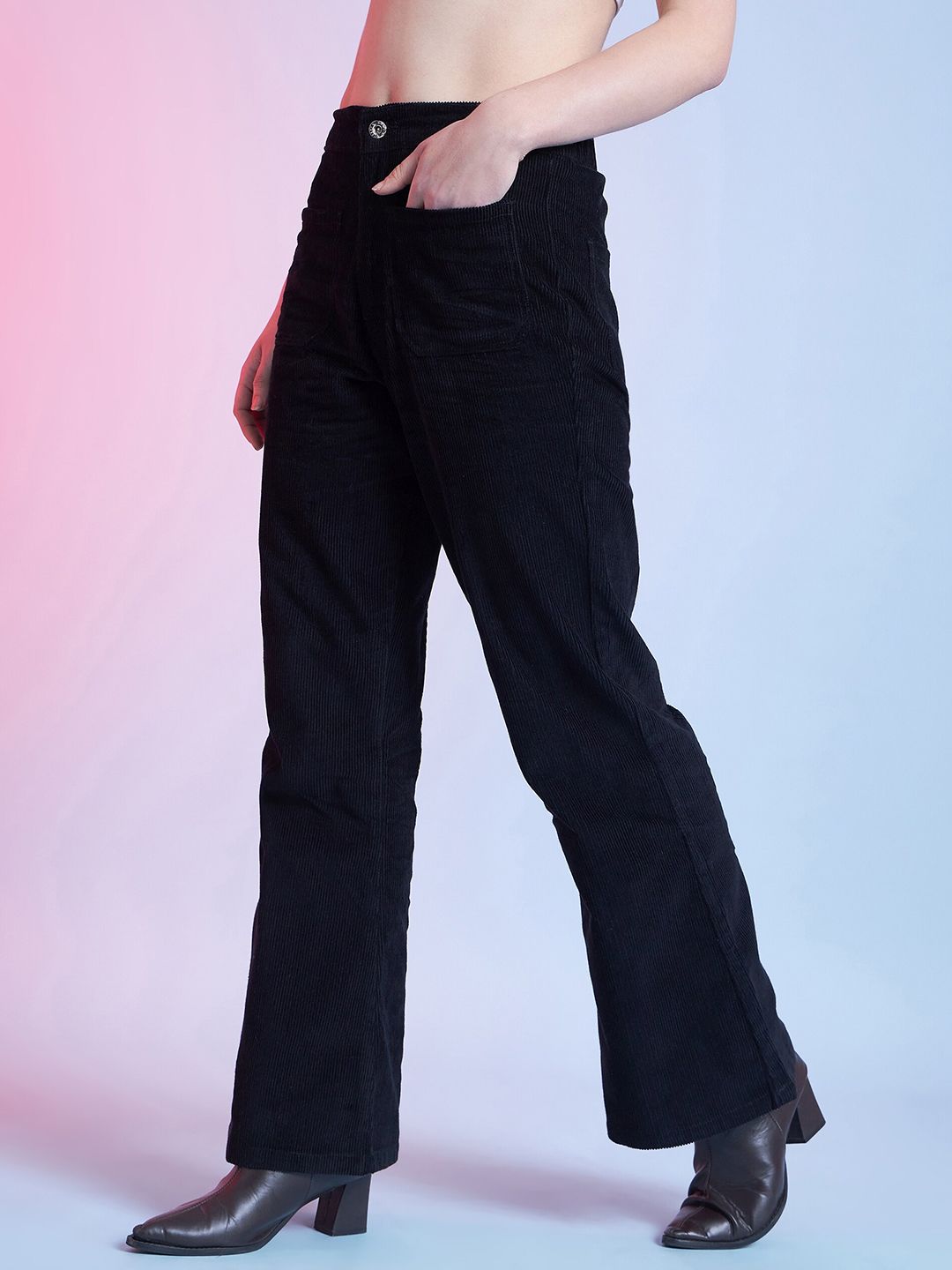 STREET 9 Women Relaxed Pure Cotton Flared Trousers
