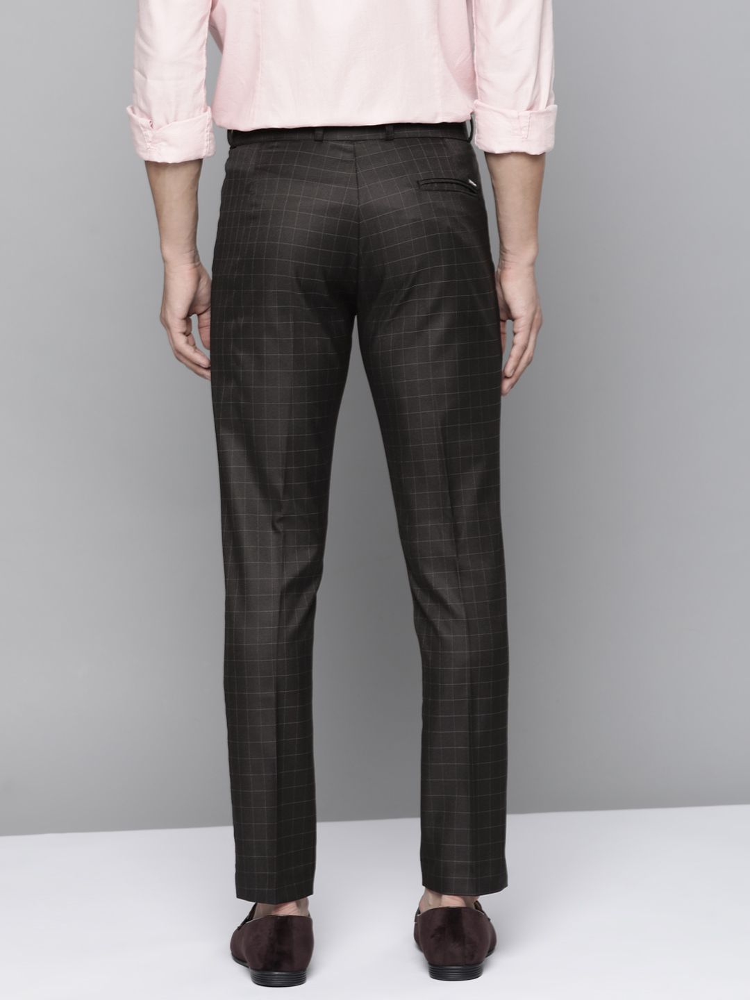 DENNISON Men Black Checked Smart Tapered Fit Trousers