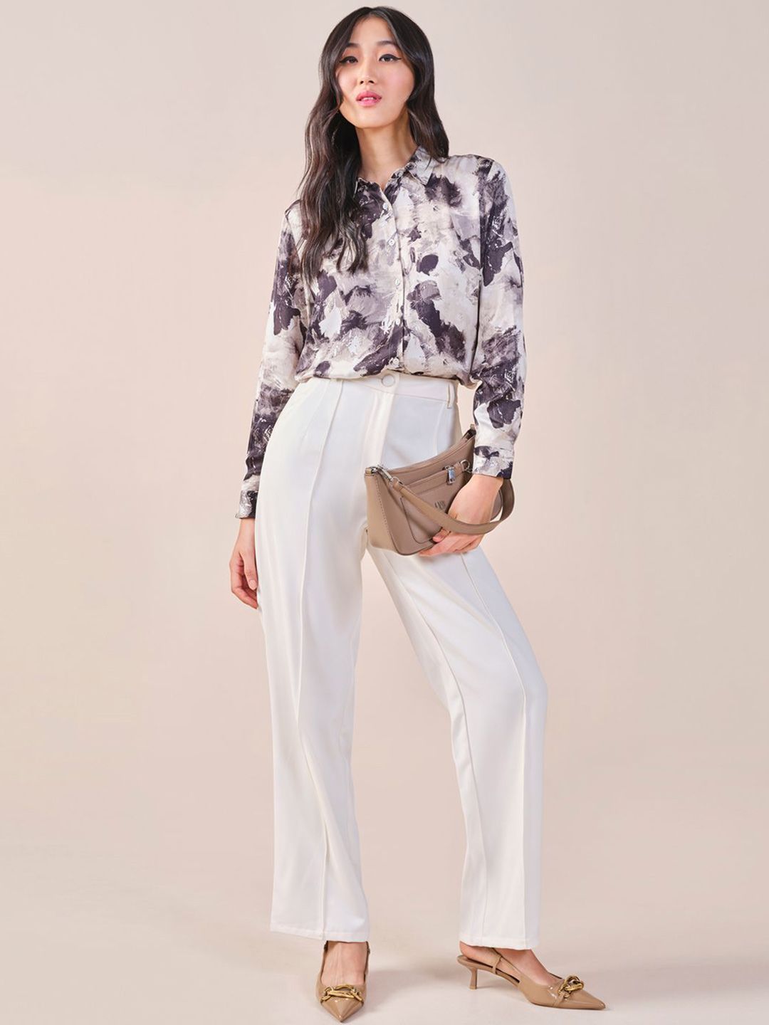 AND Women Floral Print Long Sleeve Shirt Style Top
