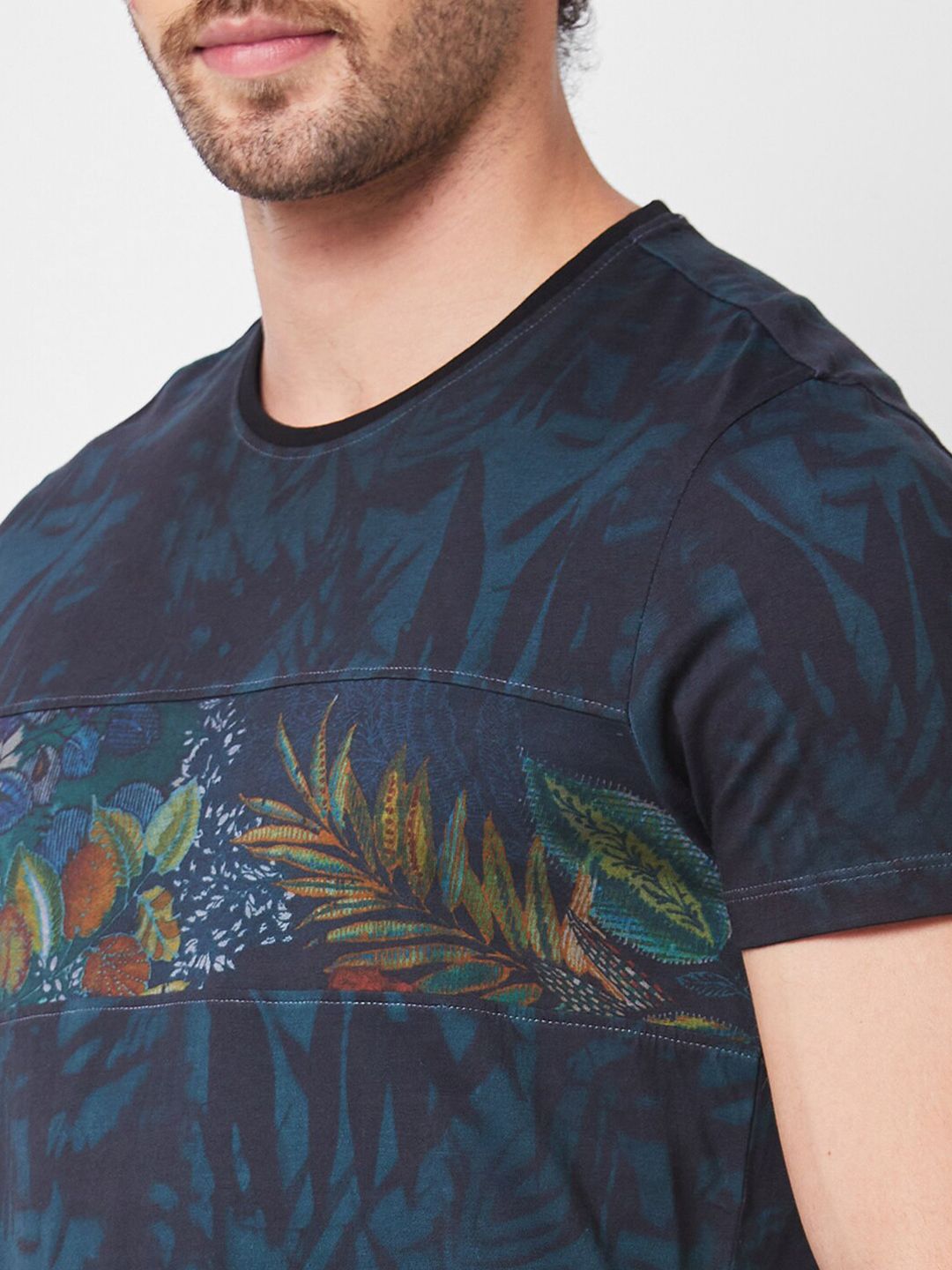SPYKAR Round Neck Printed Cotton Slim Fit T-shirt