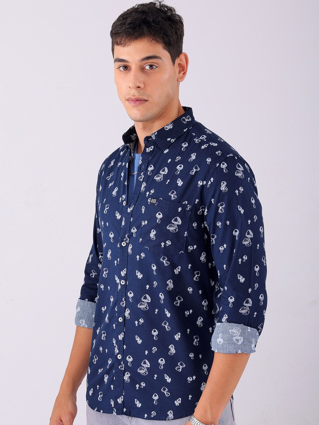 The Indian Garage Co Slim Fit Opaque Printed Pure Cotton Casual Shirt