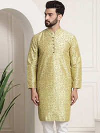 SOJANYA Men Green & Brown Ethnic Motifs Printed Kurta