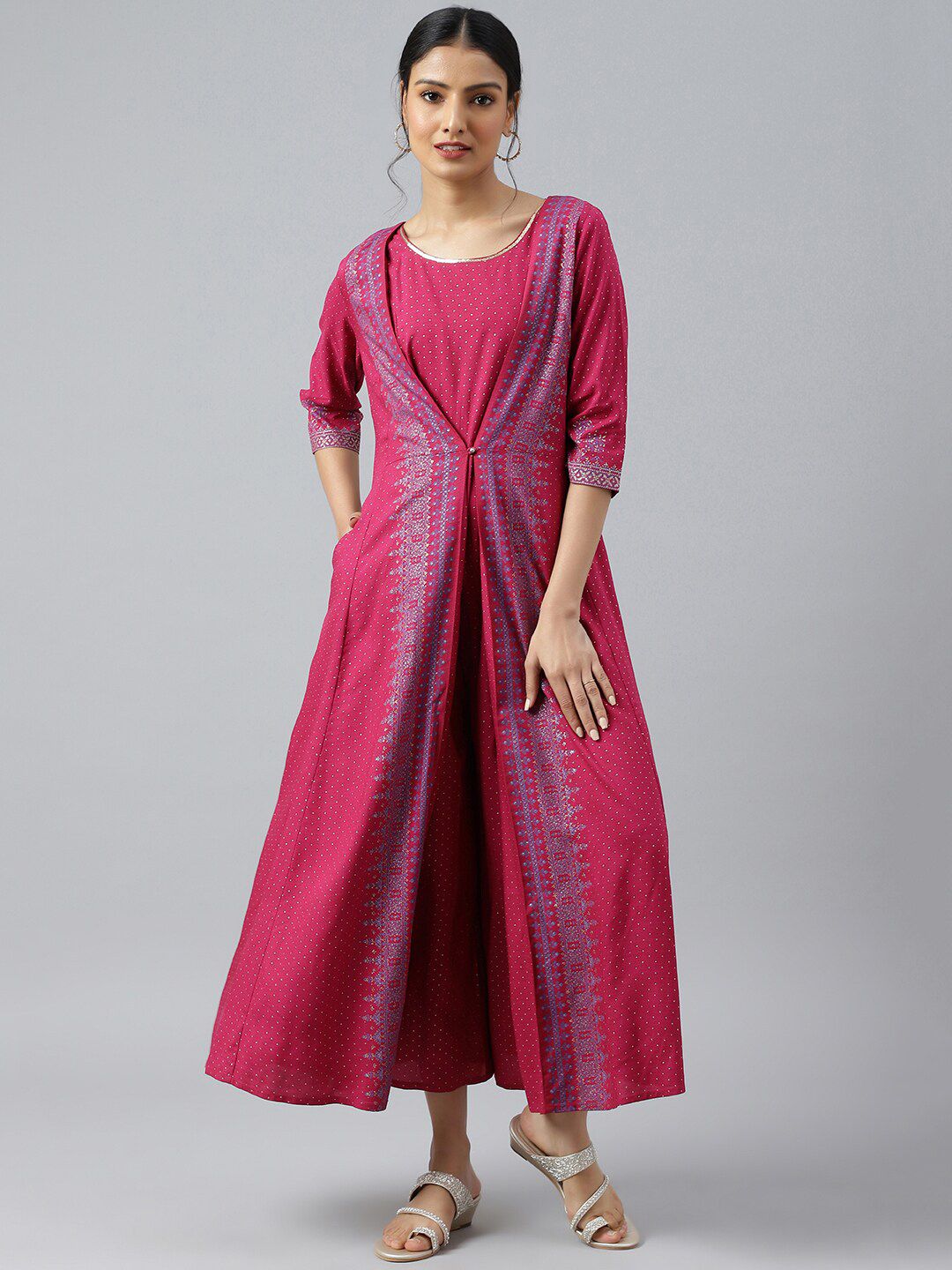 W Festive Geometric Print Rayon Jumpsuit