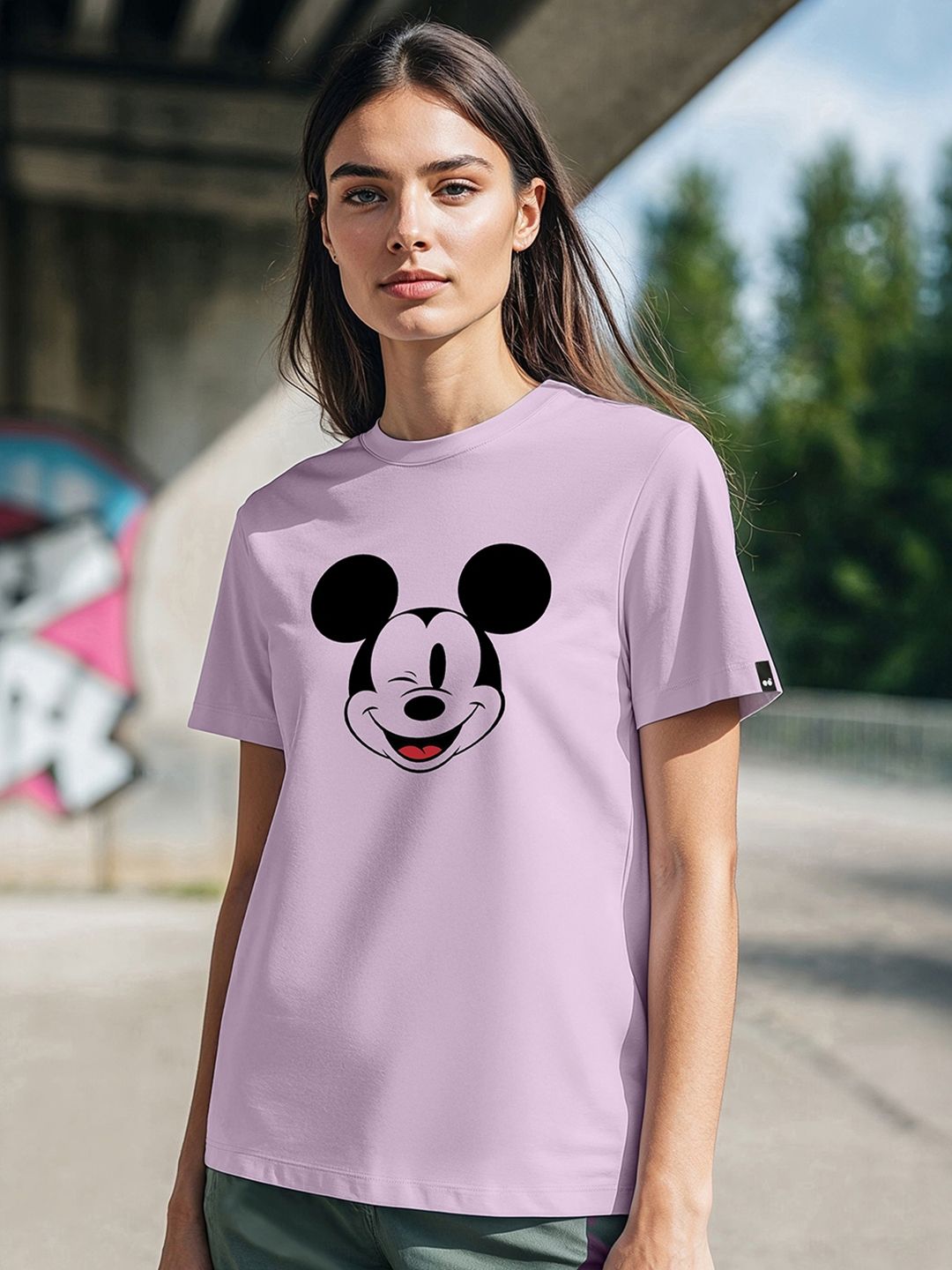 Bewakoof Mickey Mouse Printed Round Neck Cotton T-shirt