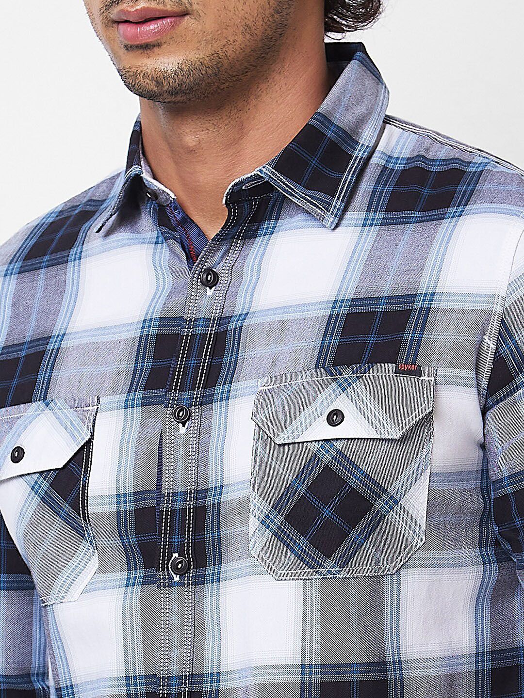 SPYKAR Long Sleeves Regular Fit Cotton Tartan Checks Opaque Checked Casual Shirt