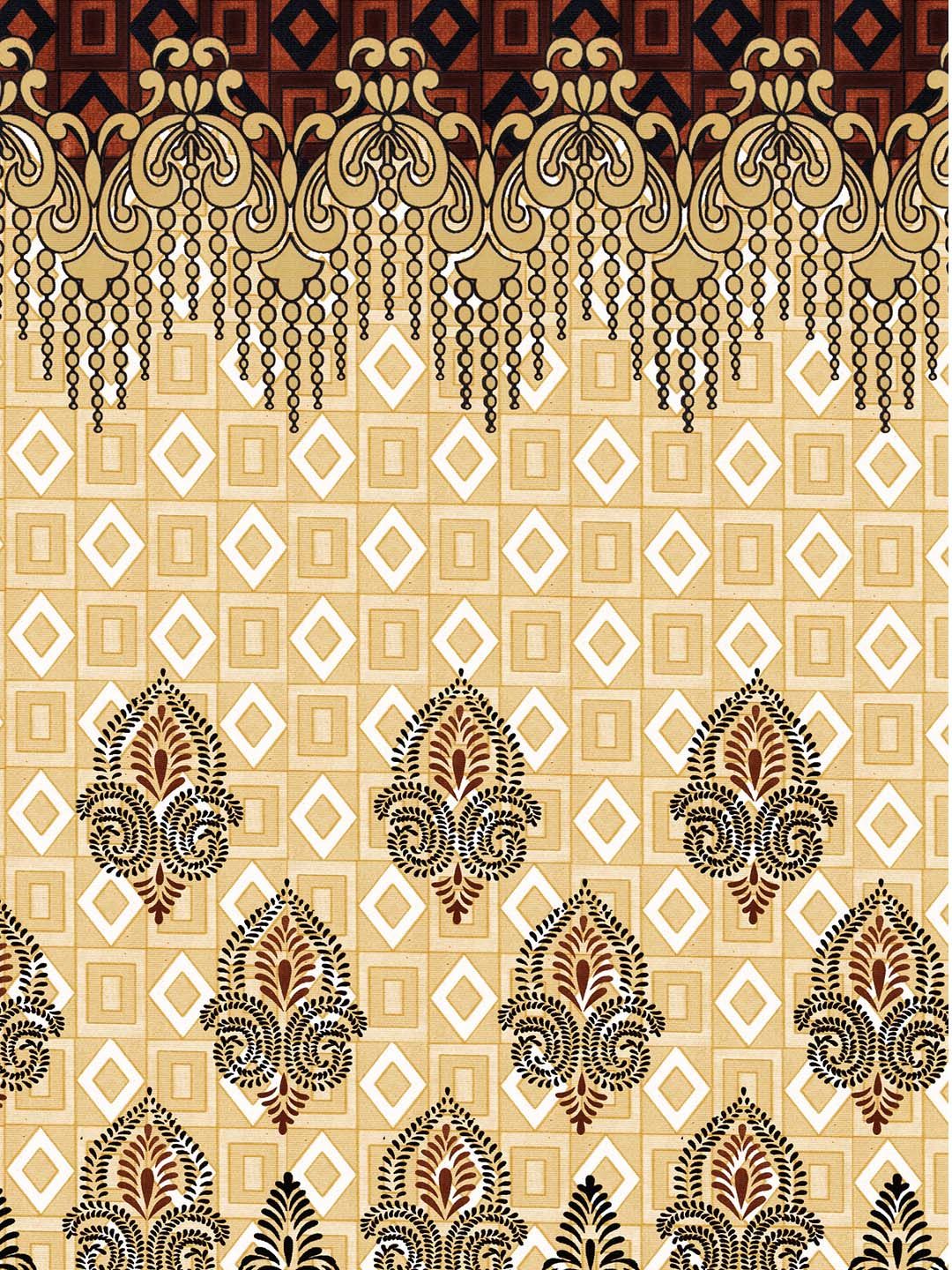 Story@home Bronze-Toned & Brown 2 Pieces Geometric Window Curtain