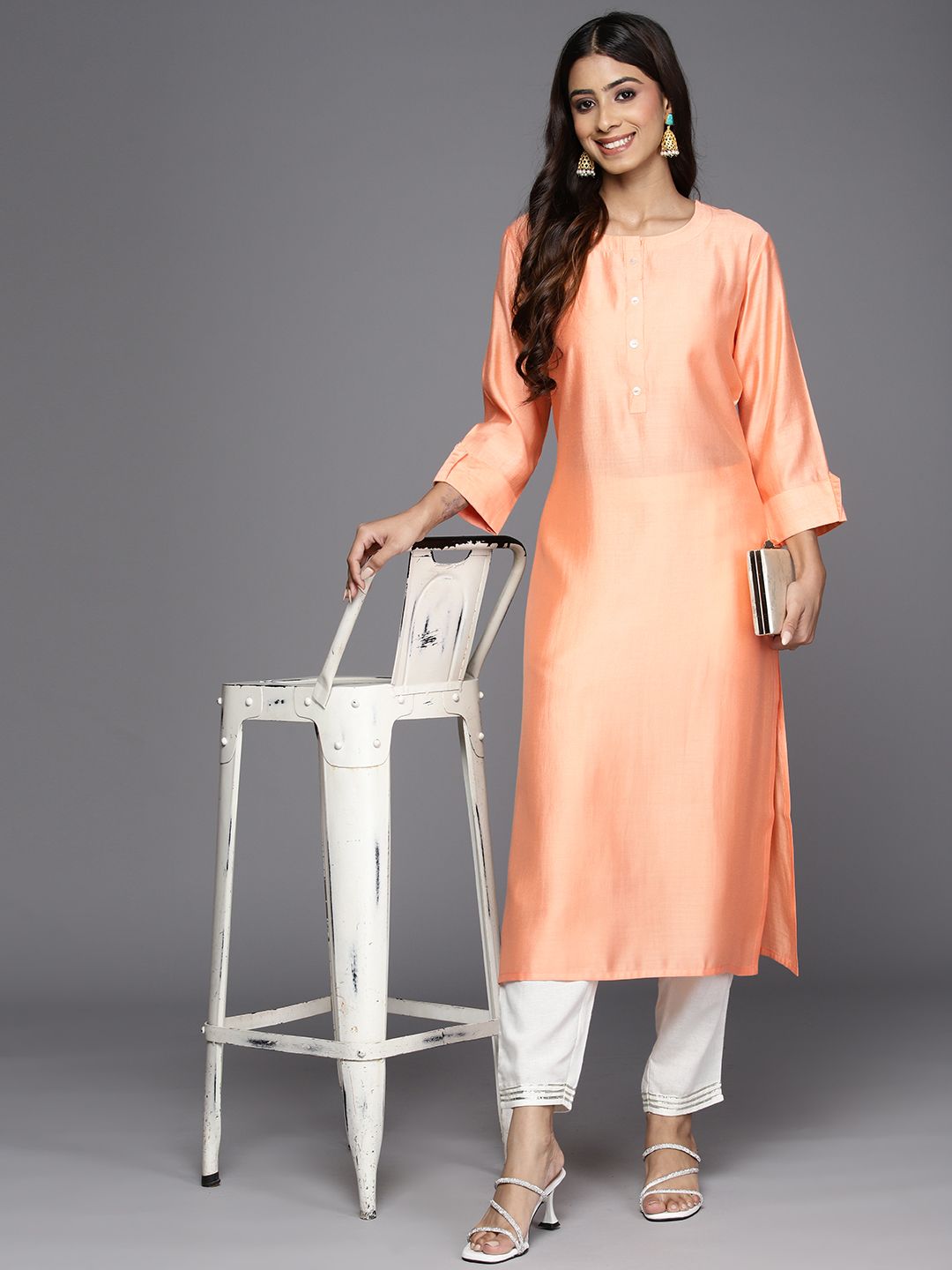 Indo Era Women Striped Liva Kurta