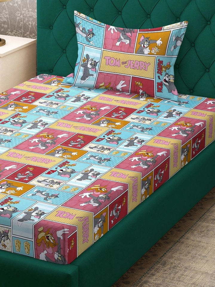 Moda Rapido X KLOTTHE Watak Kartun Berbilang Warna & Merah 400 TC Cadar Tempat Tidur Single dengan 1 Sarung Bantal