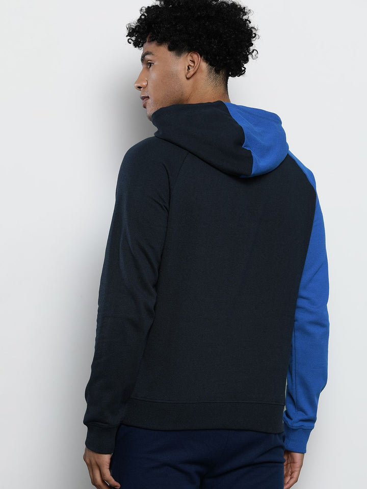 The Indian Garage Co Men Navy Blue Printed Hooded Sweatshirt