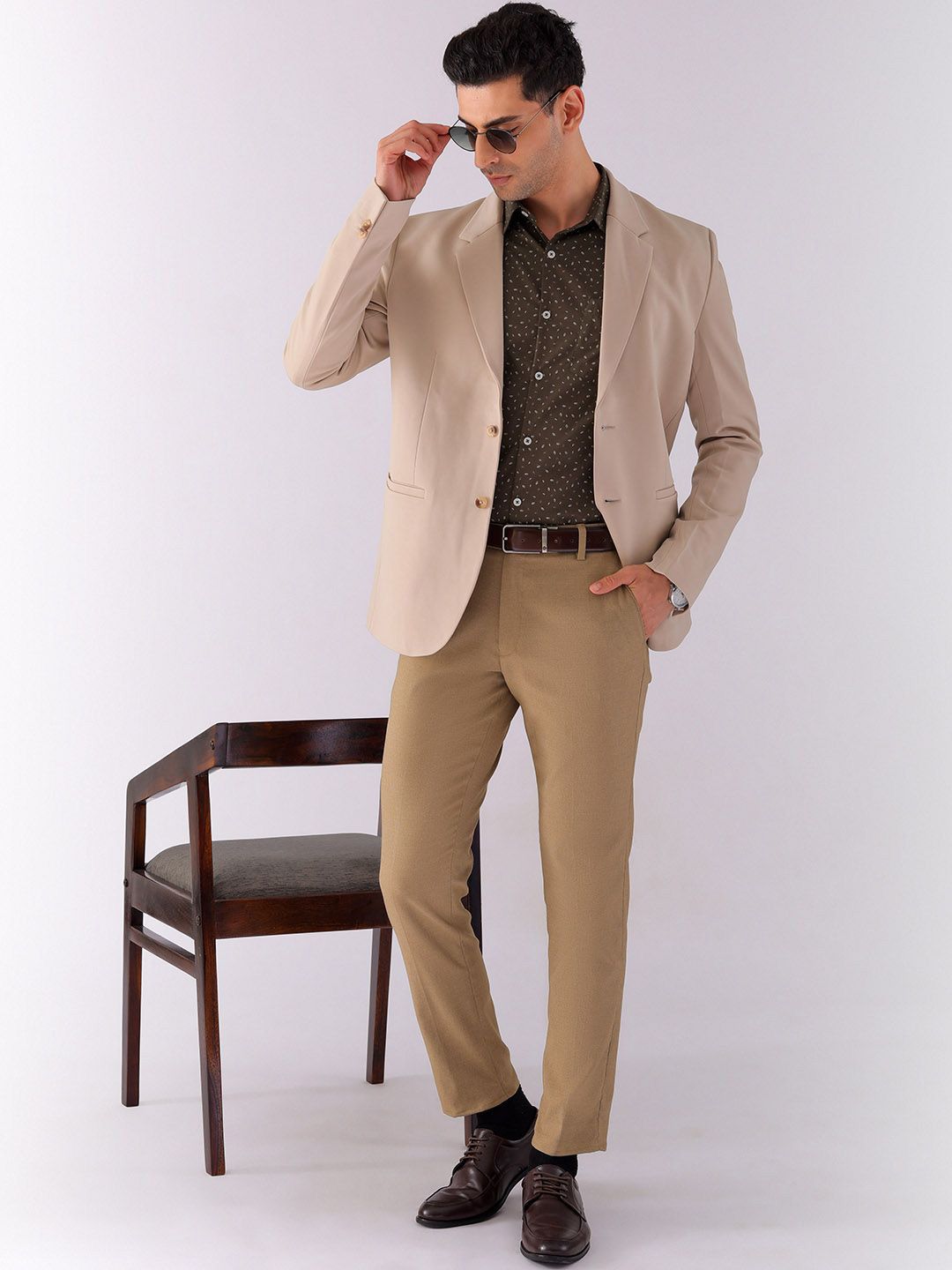 The Indian Garage Co. X Luxe Men Spread Collar Micro Ditsy Printed Slim Fit Formal Shirt