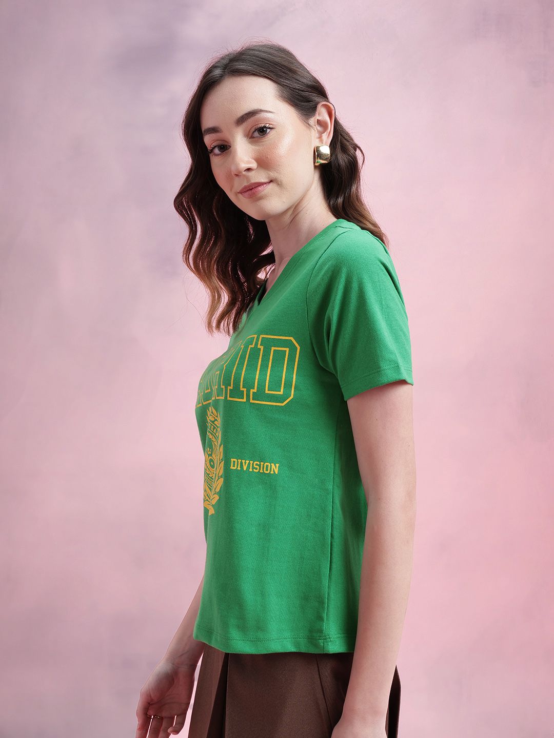 DressBerry Varsity Print V-Neck T-shirt