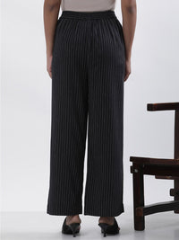 W Women Striped High-Rise Straight Fit Parallel Trouser
