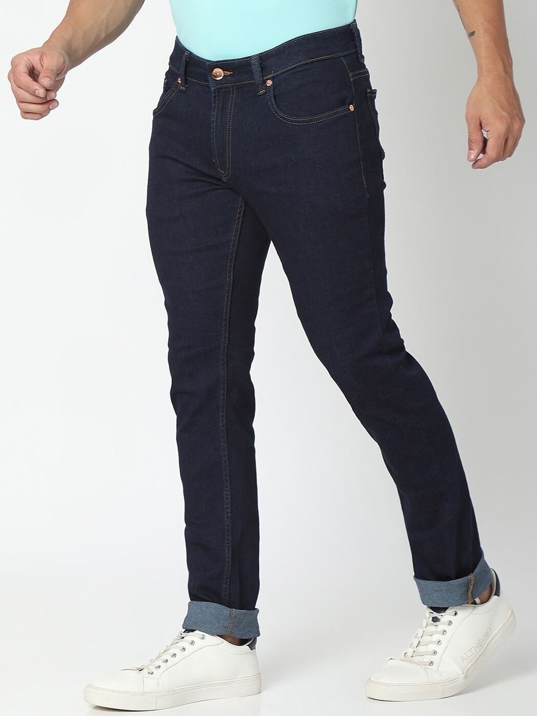 SPYKAR Men Blue Cotton Regular Fit Narrow Length Jeans
