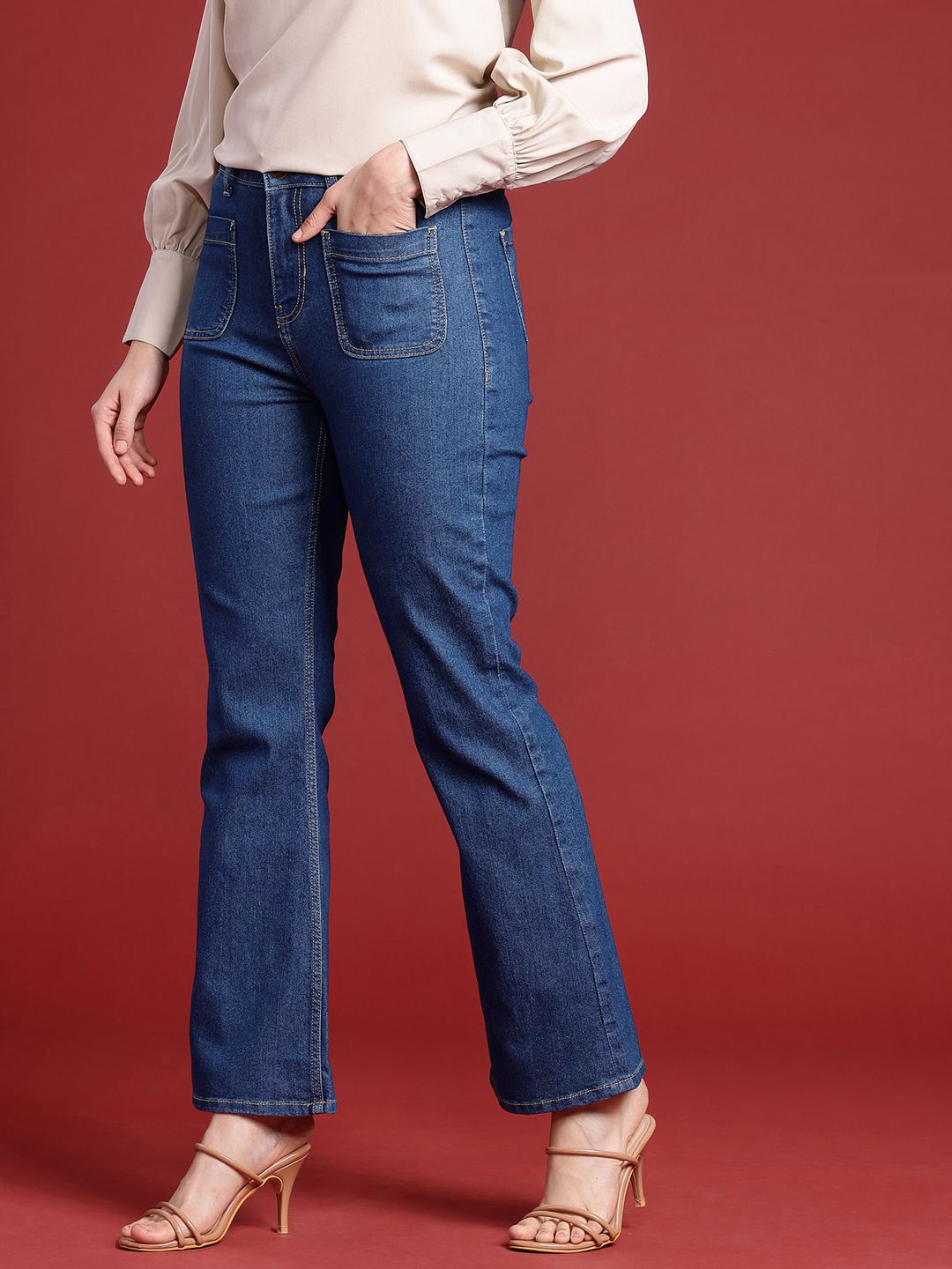 all about you Women Slim Bootcut High-Rise Stretchable Jeans