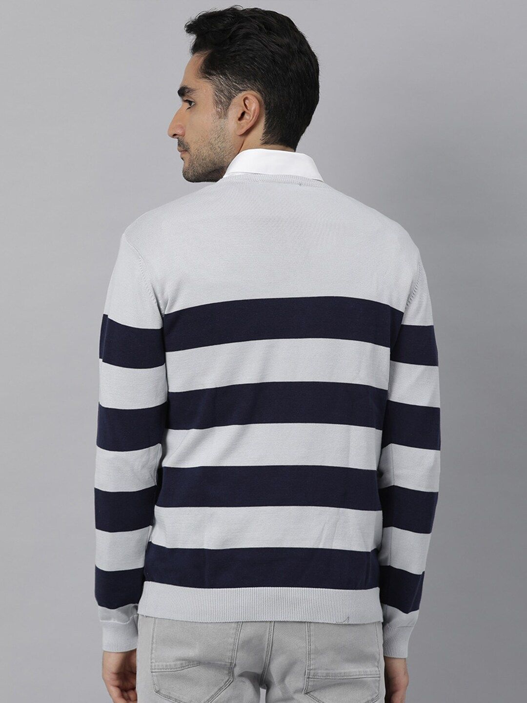RARE RABBIT Men Marri Slim Fit Striped Sweater Vest
