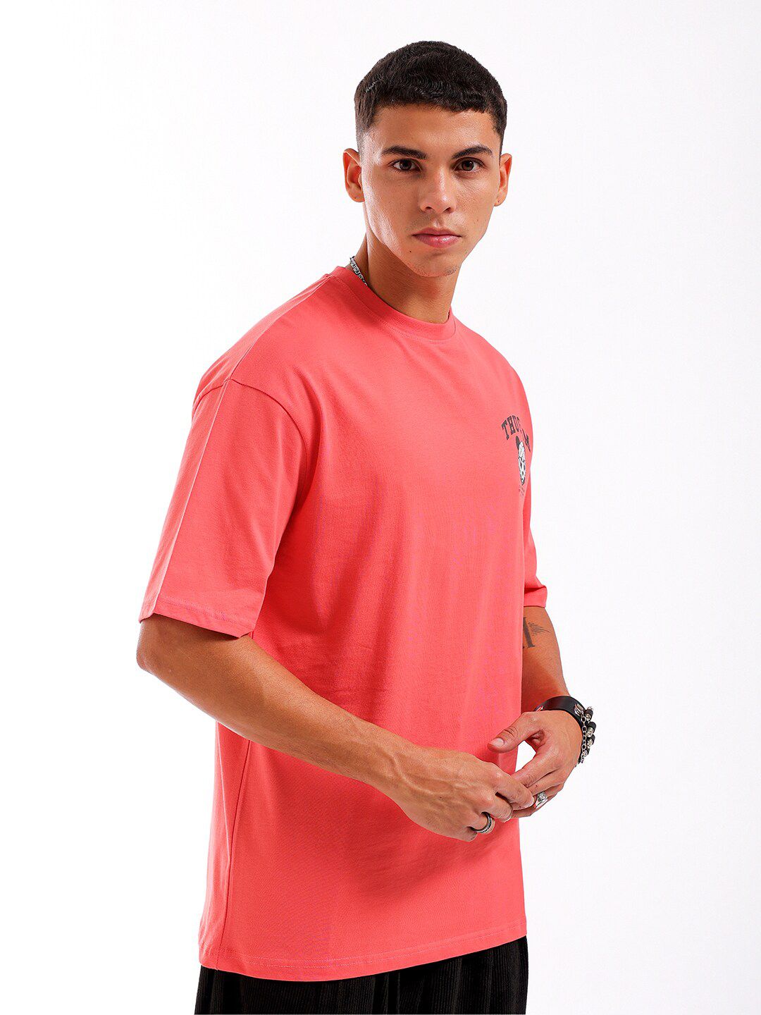 The Indian Garage Co Men Back Printed Round Neck Boxy Oversized T-shirt