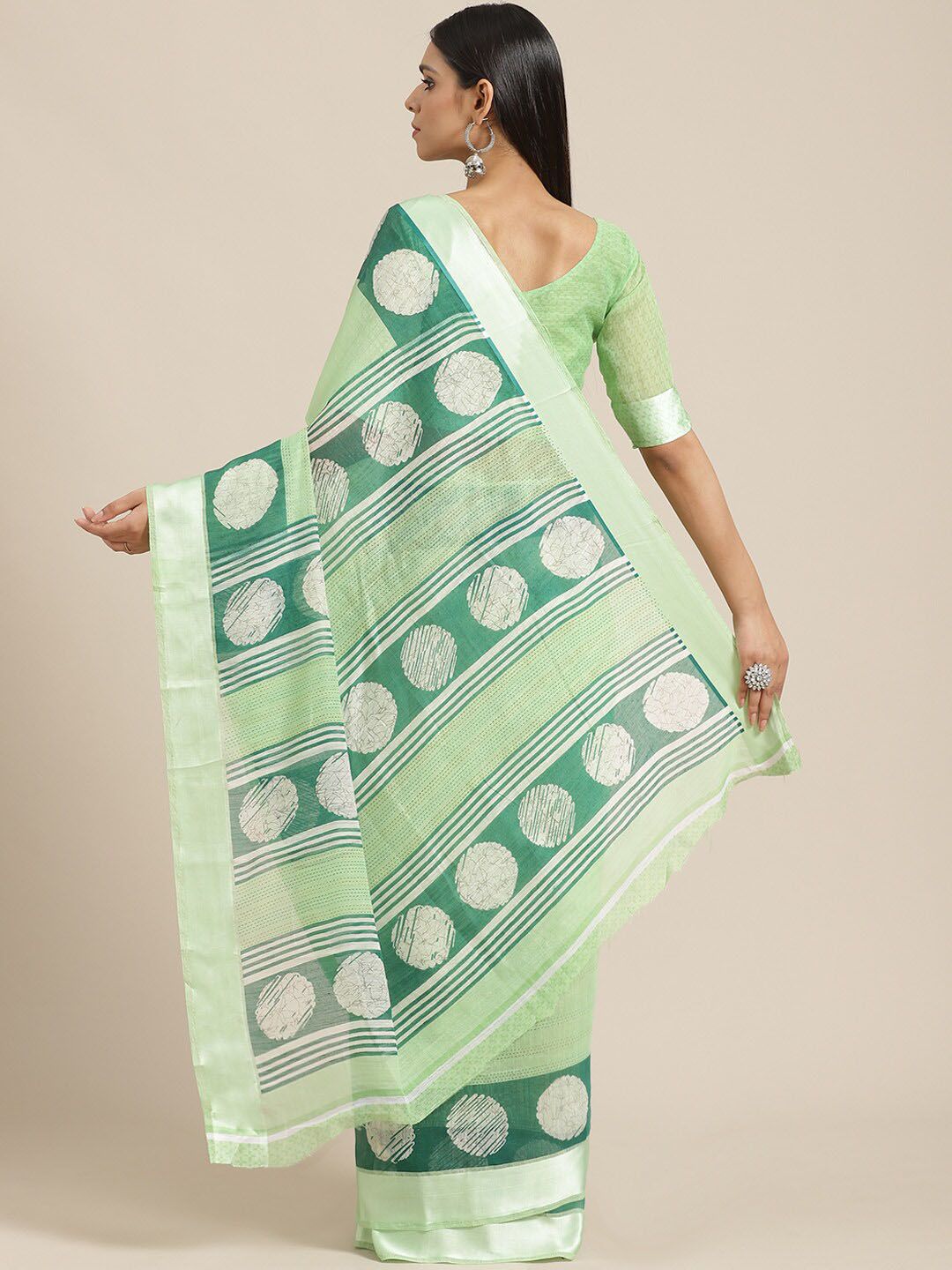Saree mall Green & Grey Silk Cotton Sarees