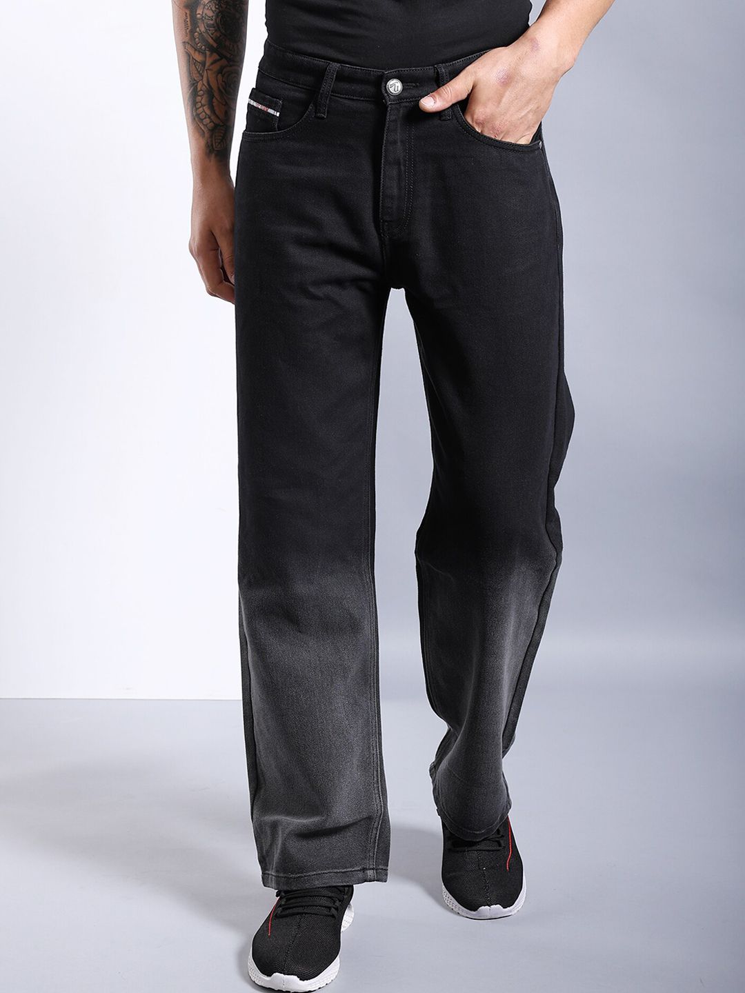 The Indian Garage Co Men Light Fade Mid-Rise Loose Baggy Fit Stretchable Jeans