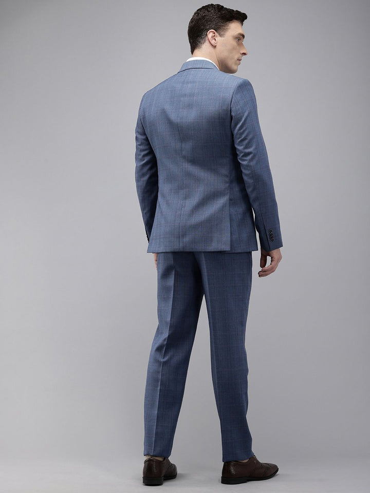 Park Avenue Checked Single-Breasted Formal Blazer With Trouser