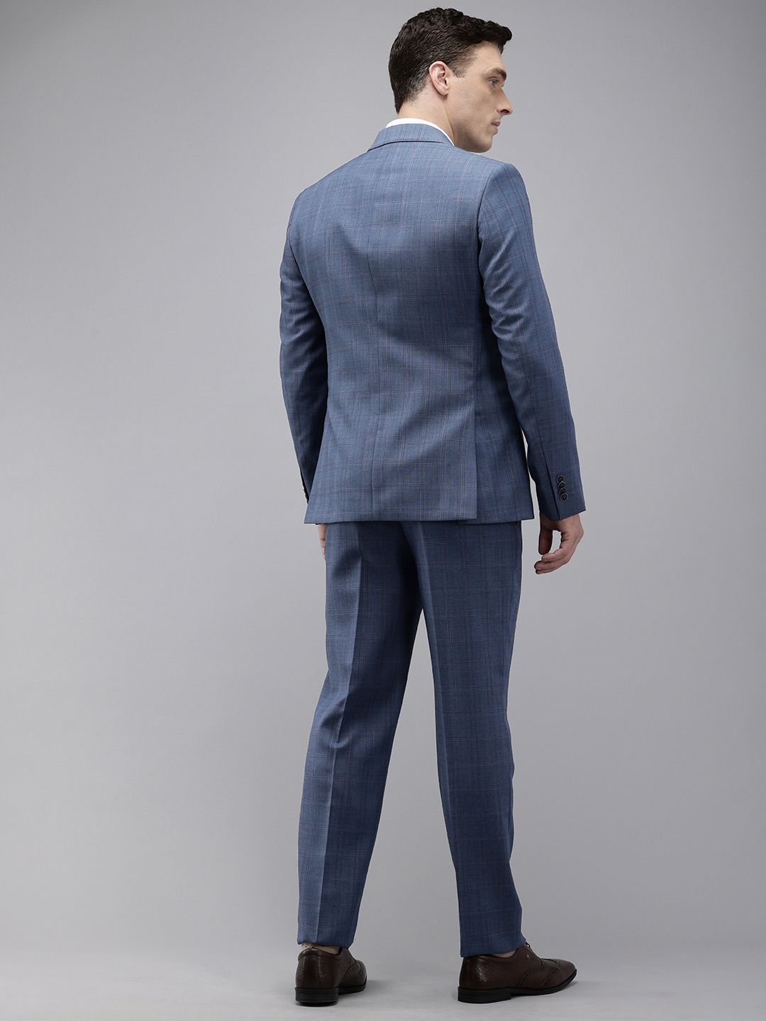 Park Avenue Checked Single-Breasted Formal Blazer With Trouser