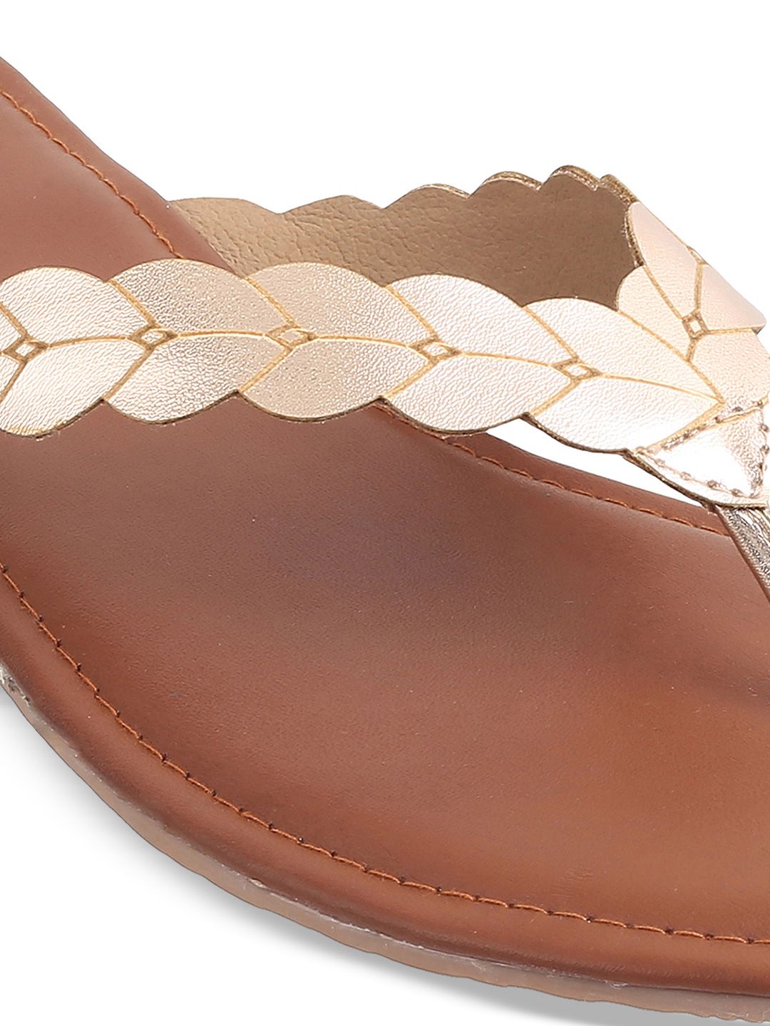 Metro Women Gold-Toned Solid Open Toe Flats