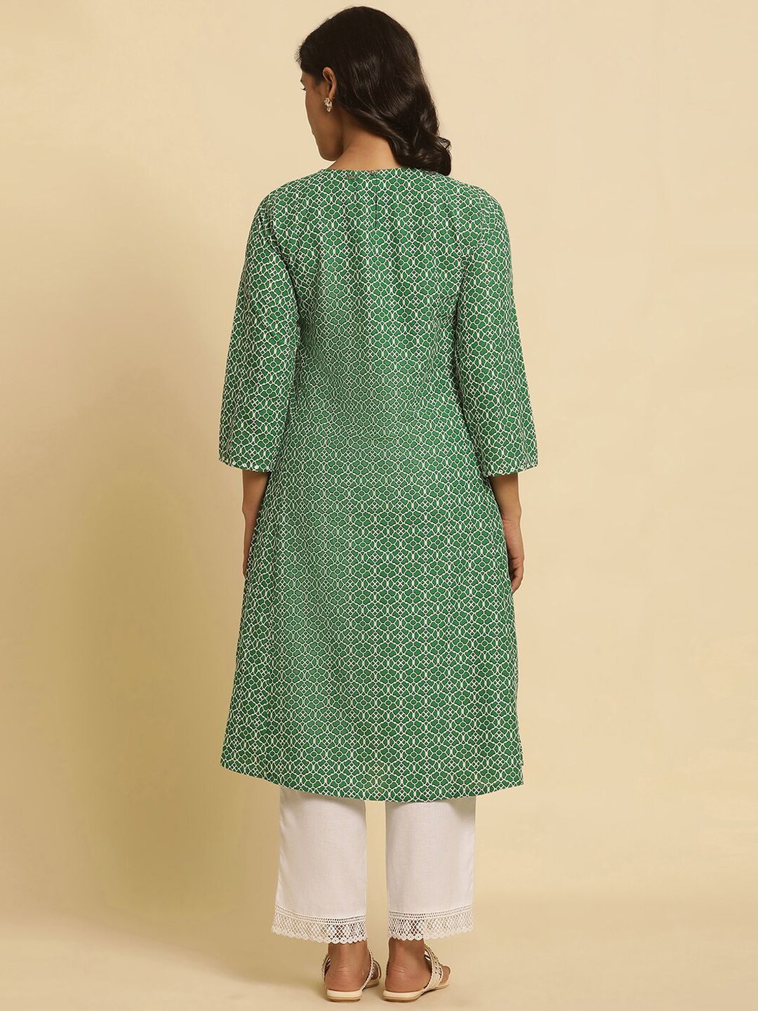 W Ethnic Motifs Printed Pure Cotton A-Line Kurta