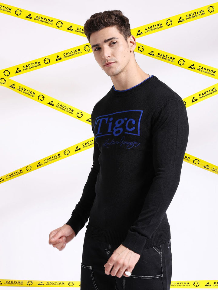 The Indian Garage Co Typography Printed Pullover Acrylic Sweater