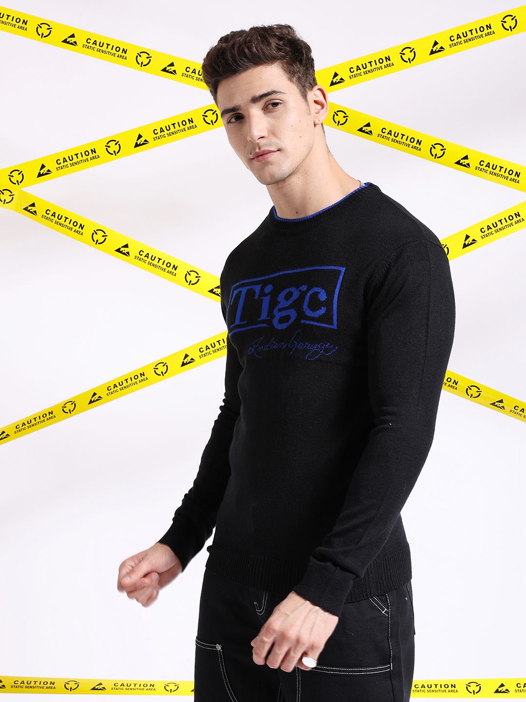 The Indian Garage Co Typography Printed Pullover Acrylic Sweater