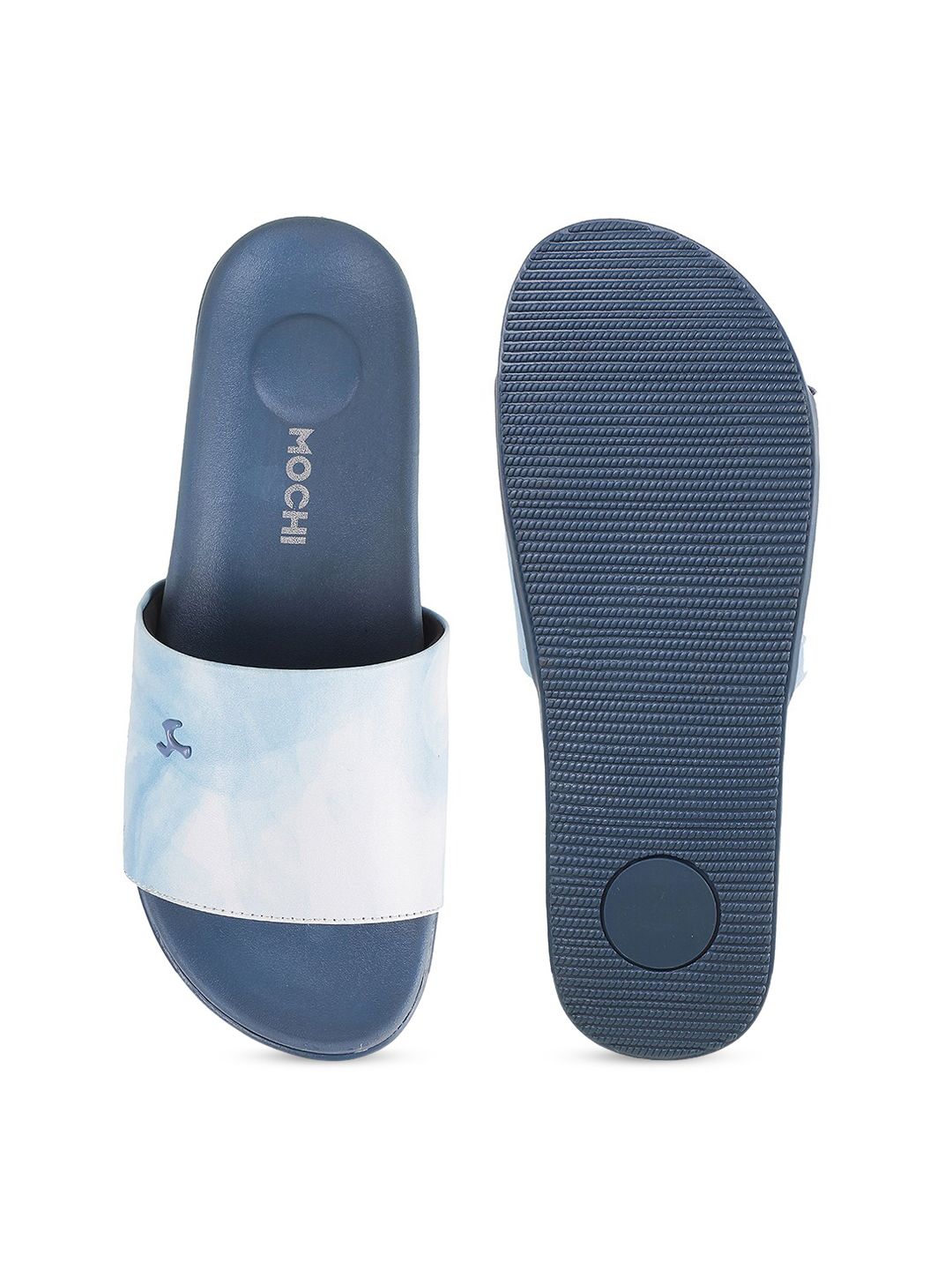Mochi Women Blue Printed Sliders