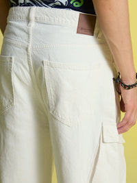 Bene Kleed Men Pure Cotton Clean Look Mid-Rise Baggy Fit Cargo Jeans