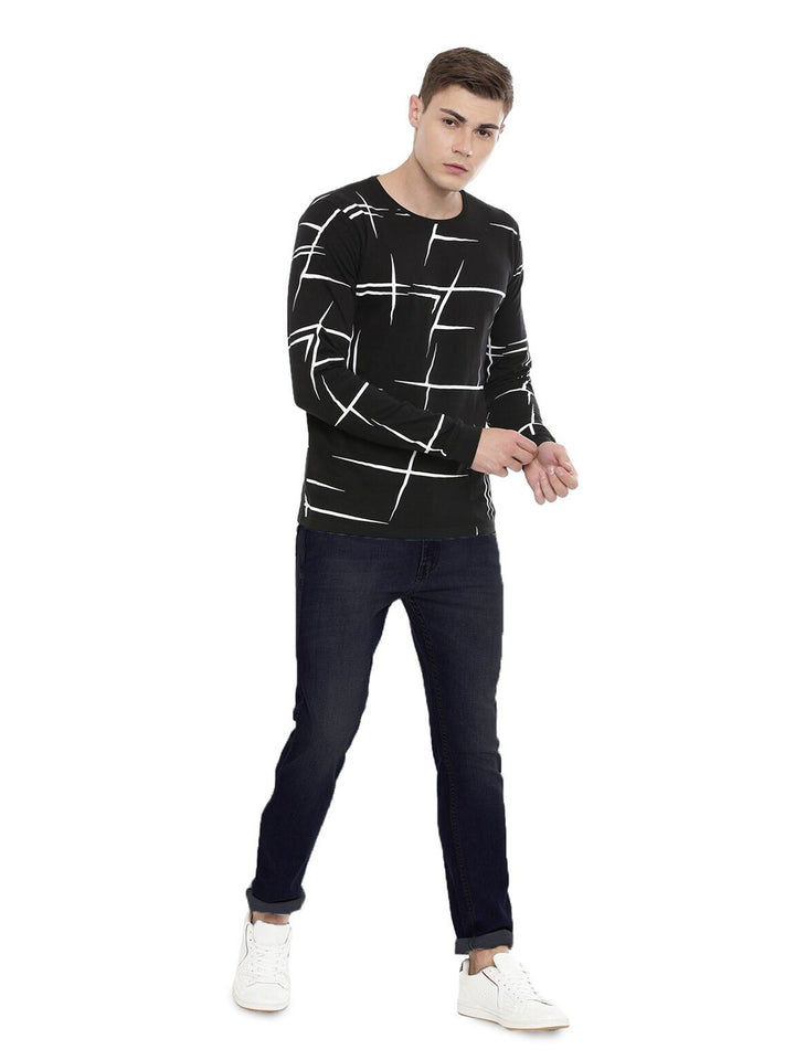 ADRO Men Abstract Printed Round Neck T-shirt