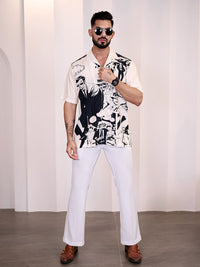 Eszett Graphic Printed Spread Collar Casual Cotton Shirt
