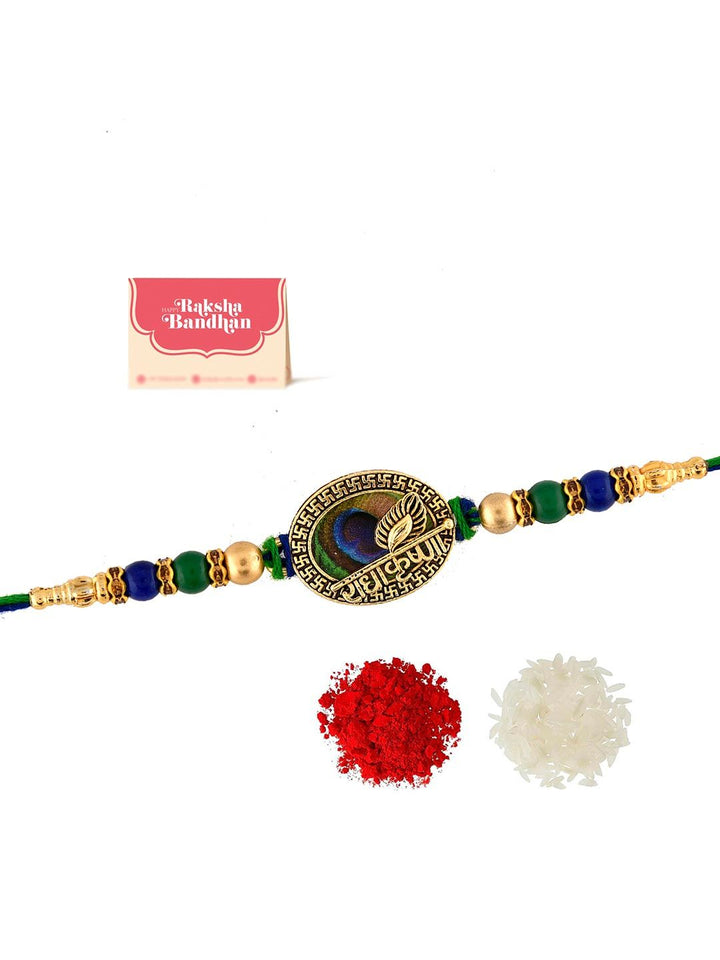 Voylla Beaded Peacock Feather Thread Rakhi