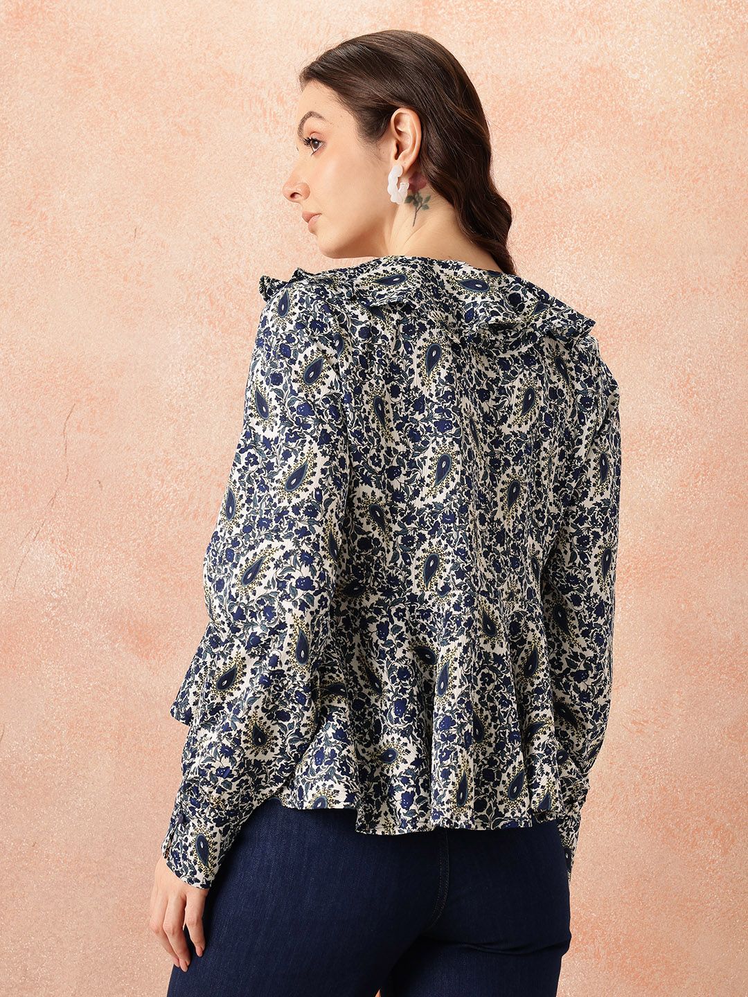all about you Print Ruffles Ethnic Empire Crop Top