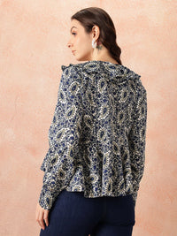 all about you Print Ruffles Ethnic Empire Crop Top
