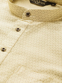 SOJANYA Men Beige Woven Design Straight Kurta