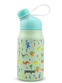 Pexpo Piano Green Thermosteel Double wall Hot and Cold Dinasour Flask Water Bottle 425ml