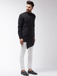 SOJANYA Lelaki Hitam Solid Kurta Asymmetric