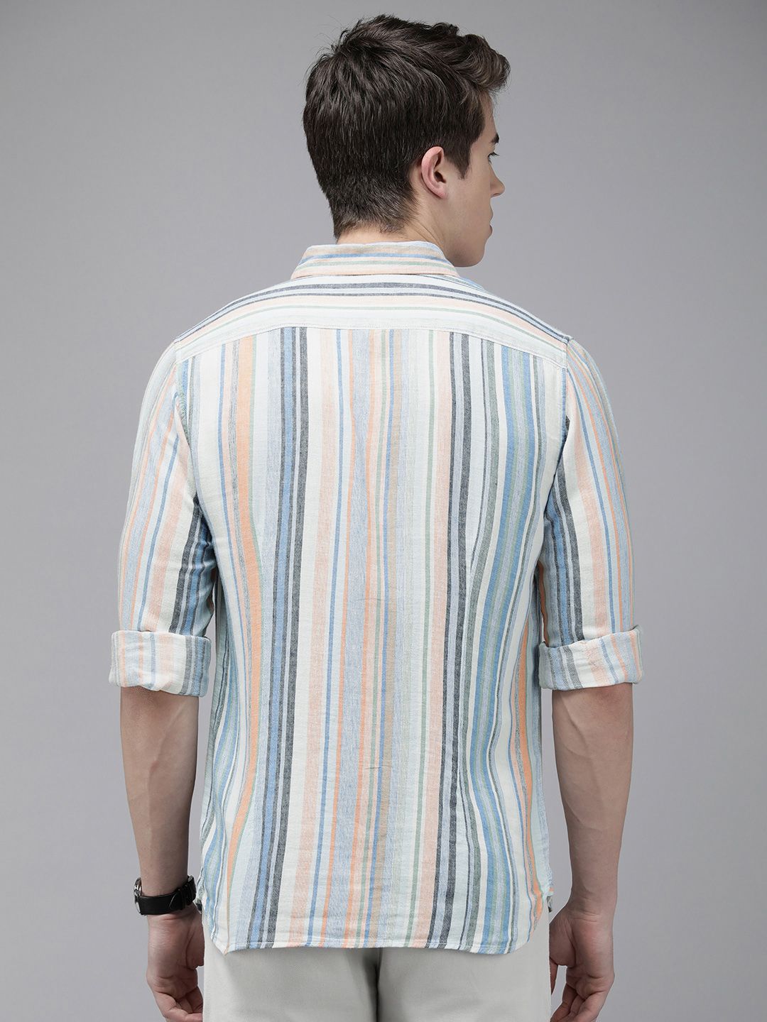 THE BEAR HOUSE Men Slim Fit Opaque Striped Pure Cotton Casual Shirt