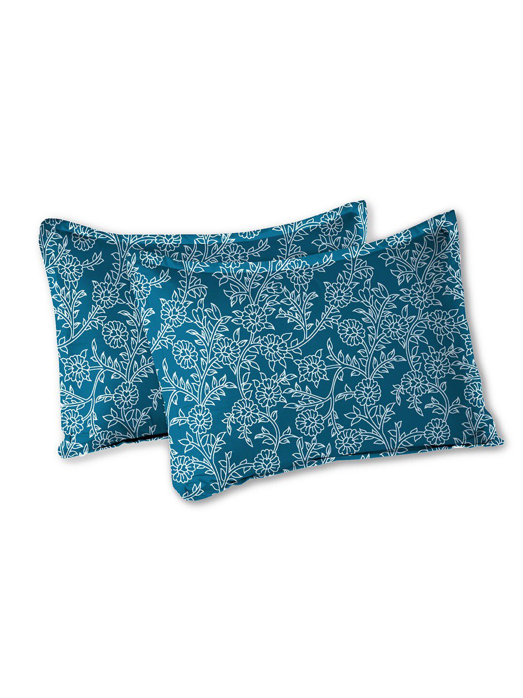 TRIDENT Desert Gardern Blue Urban Comfort Flat 144TC Queen Cotton Bedsheet Set