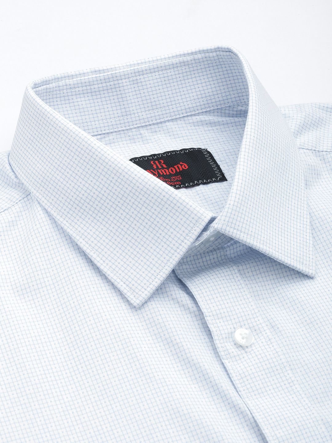 Raymond Pure Cotton Slim Fit Micro Checks Opaque Formal Shirt