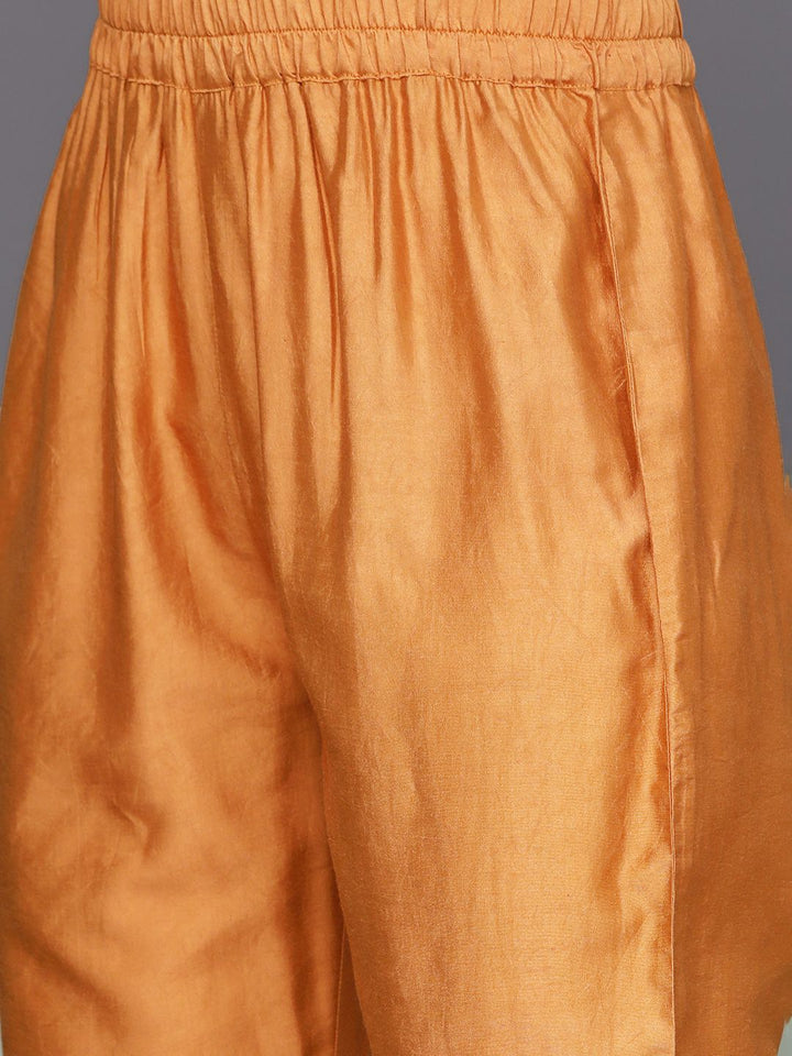 Varanga Women Coral Printed Regular Chanderi Silk Kurta with Trousers & With Dupatta