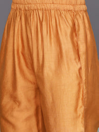 Varanga Women Coral Printed Regular Chanderi Silk Kurta with Trousers & With Dupatta