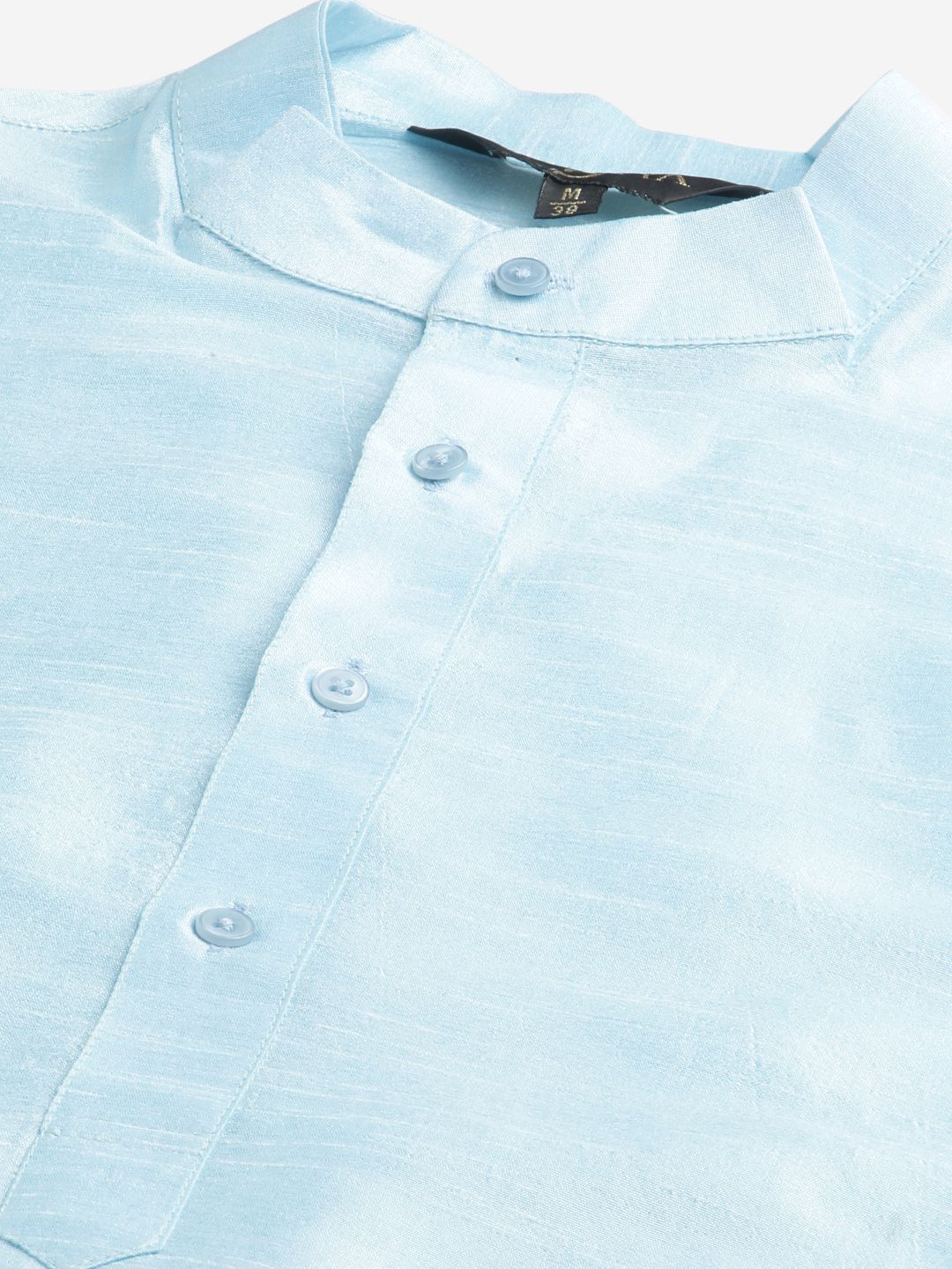 SOJANYA Set Kurta Solid Biru Lelaki Dengan Jaket Nehru Motif Etnik