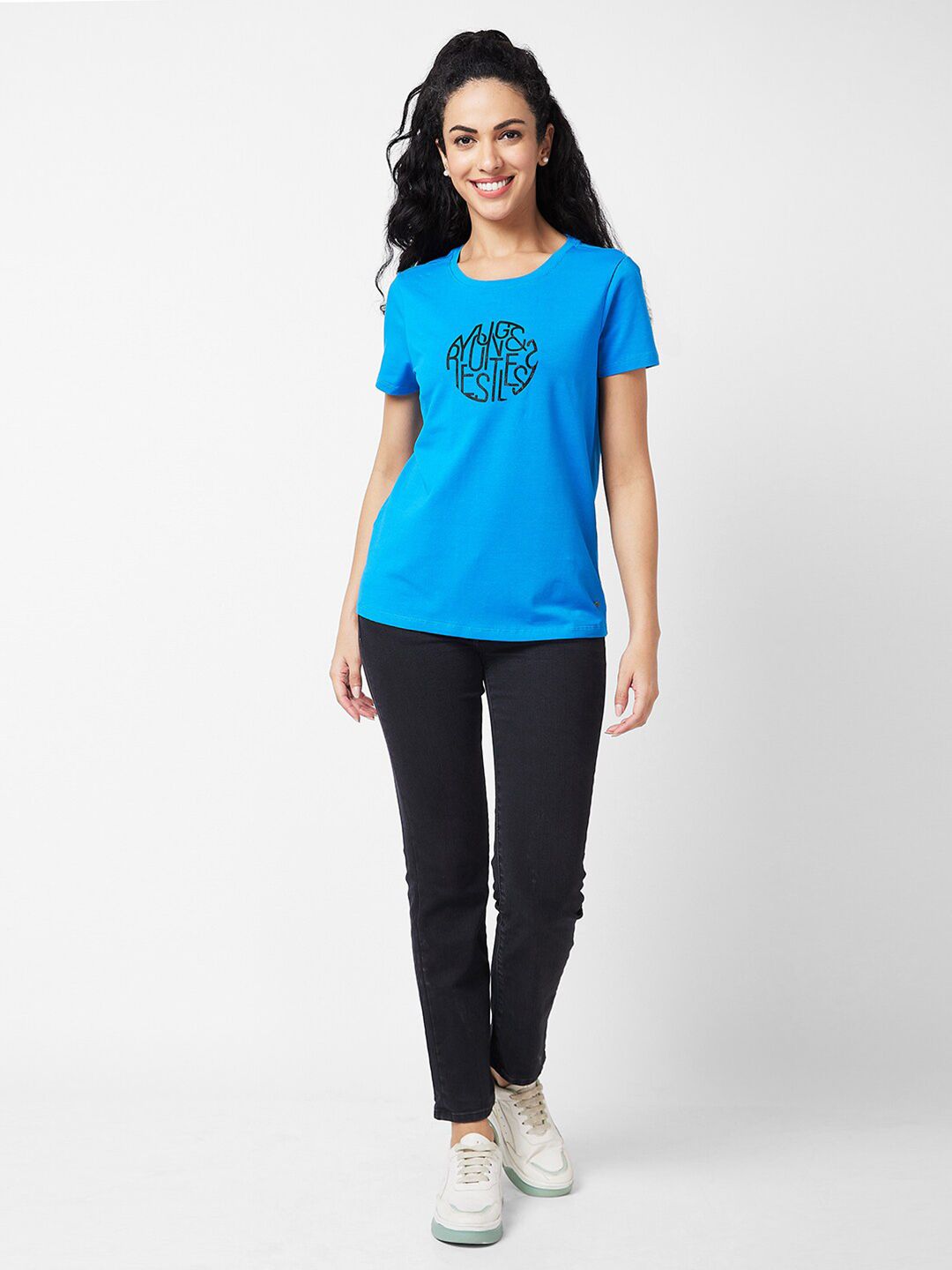 SPYKAR Typography Printed Round Neck Cotton T-shirt