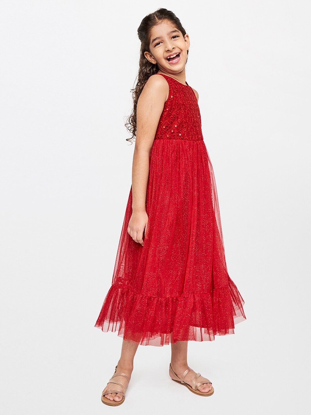 Global Desi Embellished A-Line Midi Dress